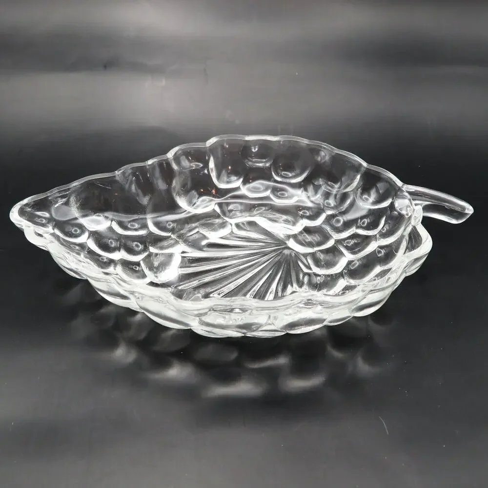Vintage Federal Glass Grape Cluster Shape Clear Candy Nut Dish Relish Tray